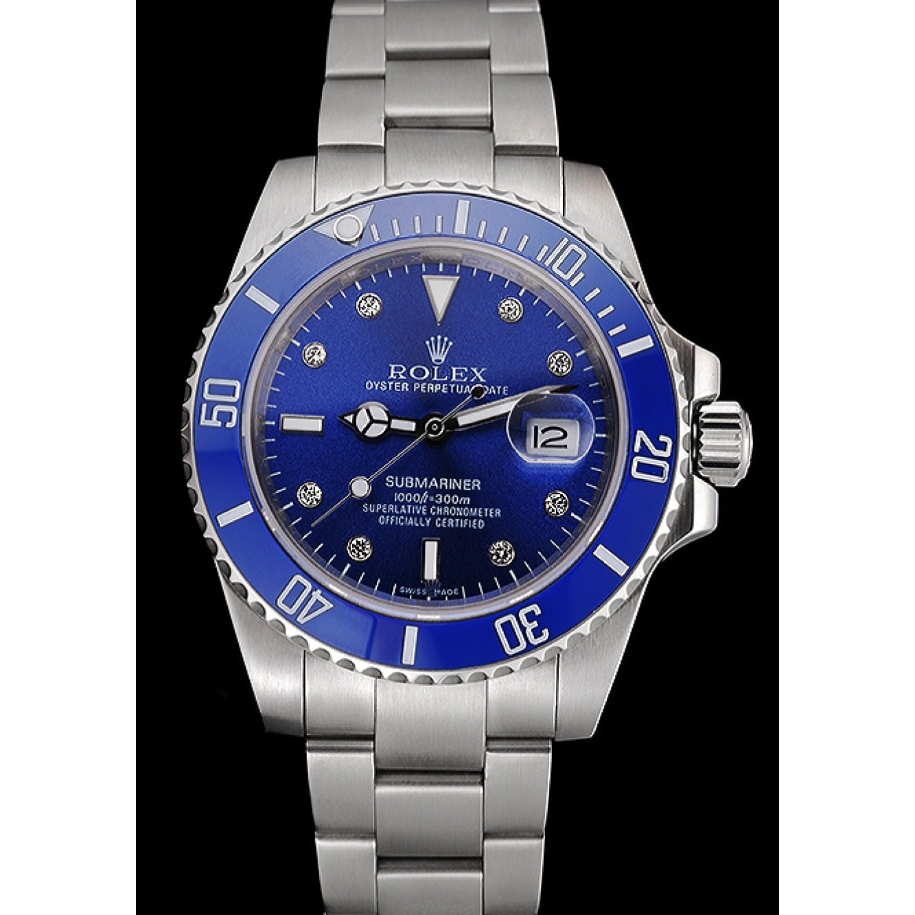 Aaa replica watch 622638 Diamond Submariner Blue Stainless Markers Bracelet Case Steel Steel Rolex Stainless Dial 0711